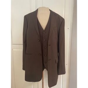 Perry Ellis Men's Classic‎ Fit Pinstripe 2 piece Suit Vest and Jacket Set
